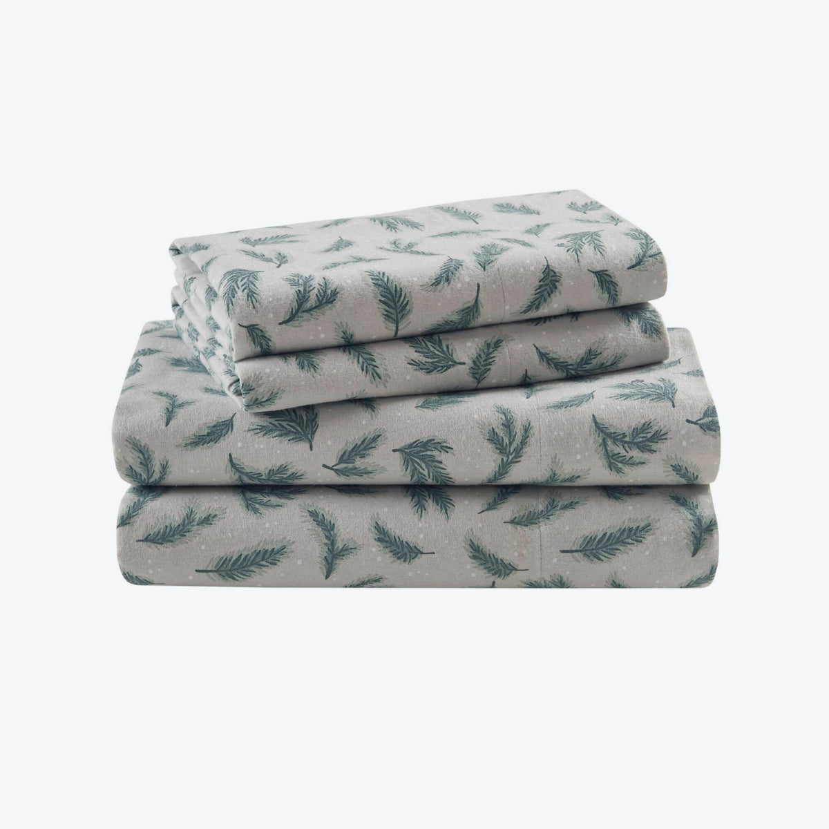 Flannel - King 100% Flannel Printed Sheet Set - Pine Branches