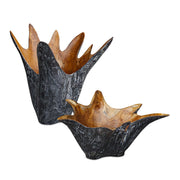 Starpetal - Indoor-Outdoor Wooden Bowls (Set of 2) - Black / Woodtone