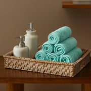 Diagonal Ribbed - 6 Piece Washcloths Set - Turquoise