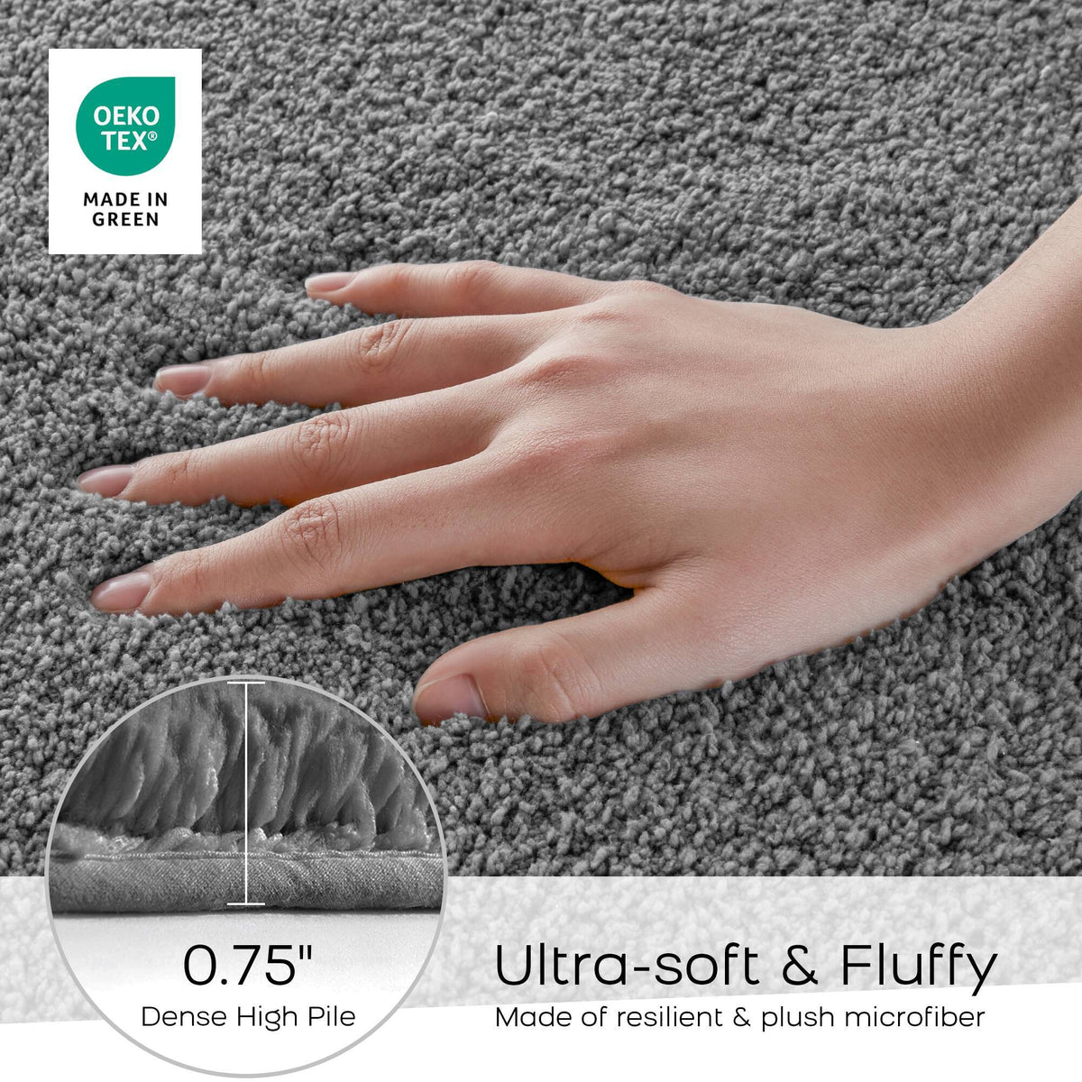 Marshmallow - 24" x 40" Bath Rug - Gray