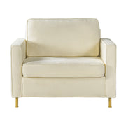 Accent Chair Upholstered Single Sofa With Square Arms, Sewn Pillow Back For Living Room
