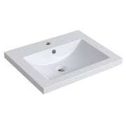 Bathroom Vanity Top With Integrated Sink, Center Basin, 1 Piece Countertop With Pre Drilled Faucet Hole - Glossy White
