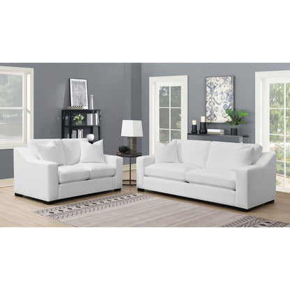 Chelan - 2 Piece Upholstered Sloped Arm Sofa Set - White