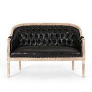 French Country Chesterfield Style Tufted Loveseat - Black