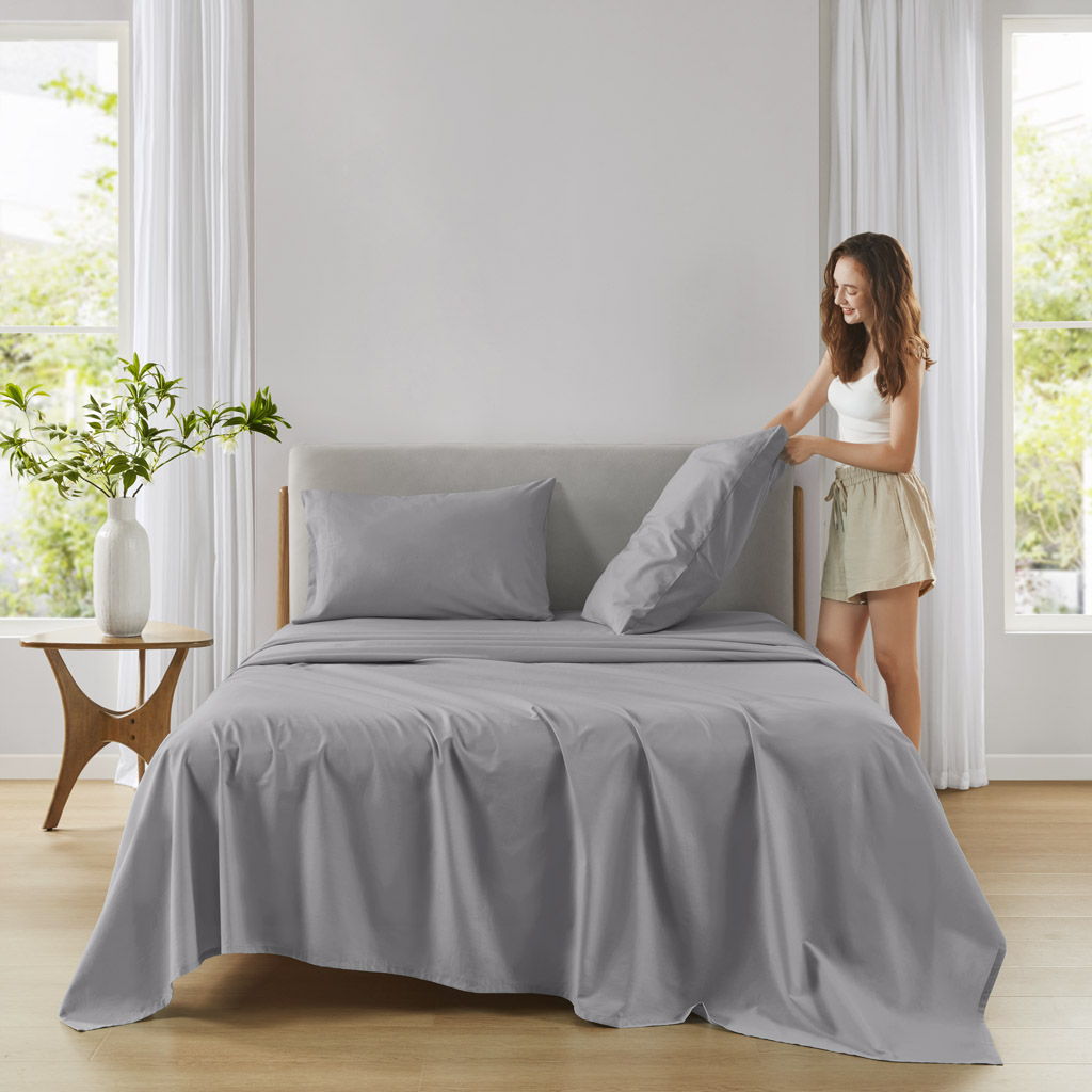 Cotton 144TC - Queen Solid Sheet Set - Dark Gray