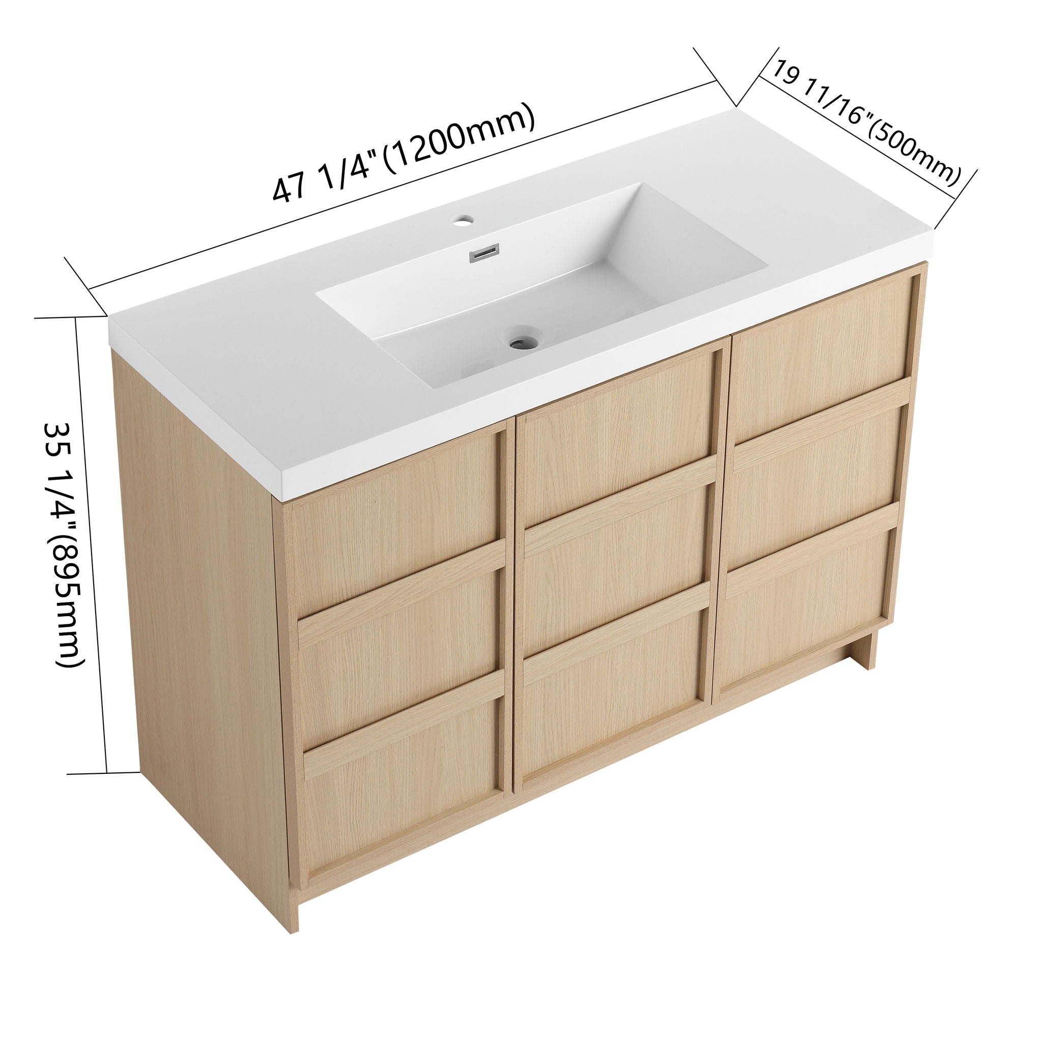 Freestanding Bathroom Vanity With Sink & 2 Soft Close Cabinet Doors