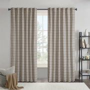 Anaheim - 50x108" Plaid Rod Pocket And Back Tab Curtain Panel With Fleece Lining - Black