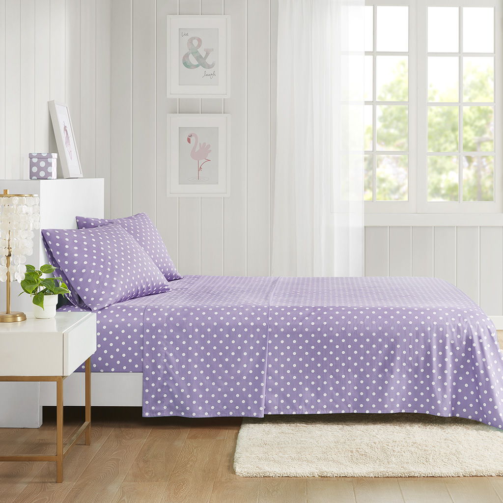 Polka Dot - Queen Sheet Set - Purple