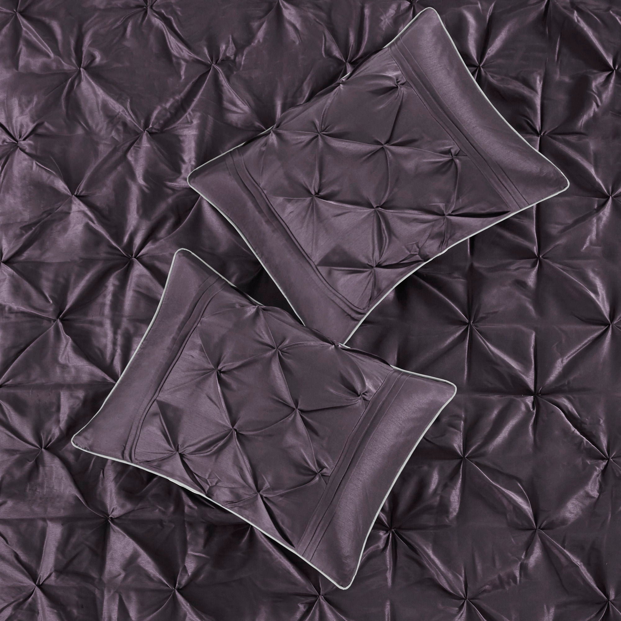 Laurel - Full Pieced Pleated 7 Piece Tufted Comforter Set - Plum