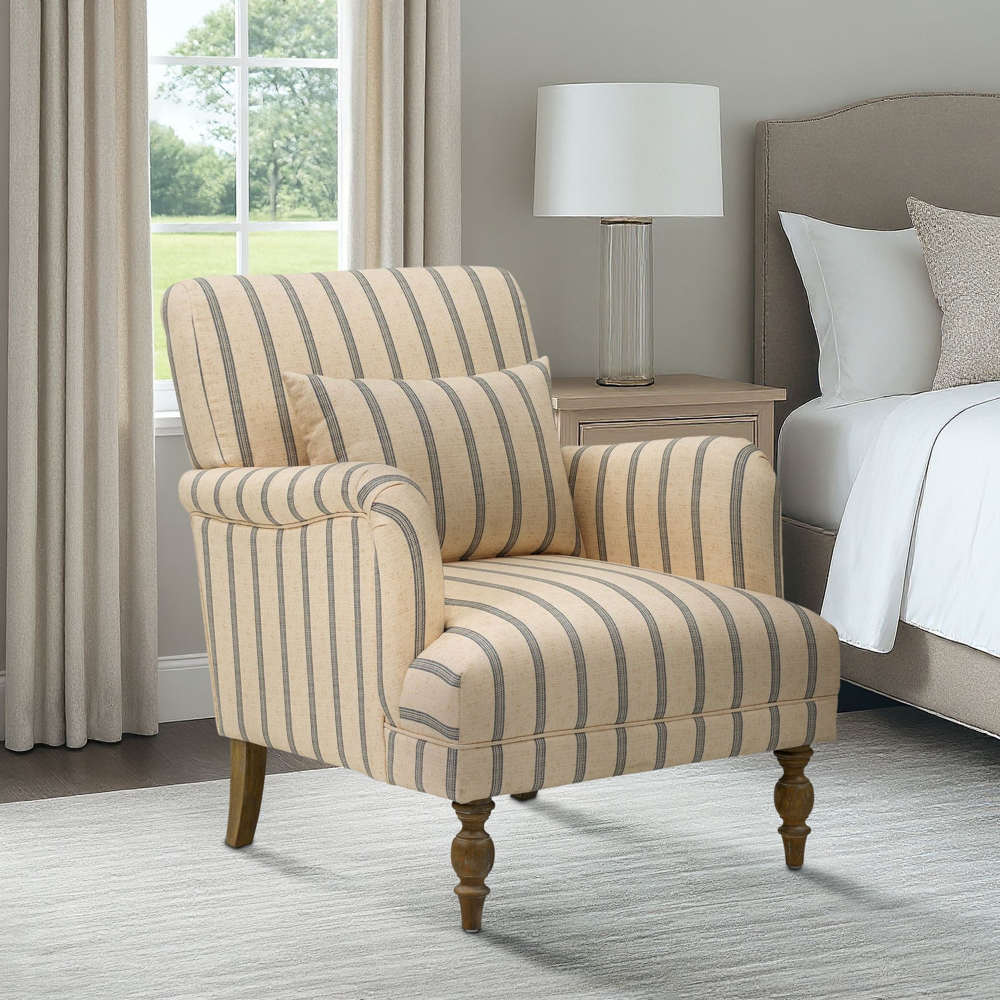 Amanda - Accent Chair - Linen / Blue