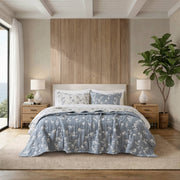 Catalina Botanical - 3 Piece Full/Queen Jacquard Gauze Quilt Set - Navy