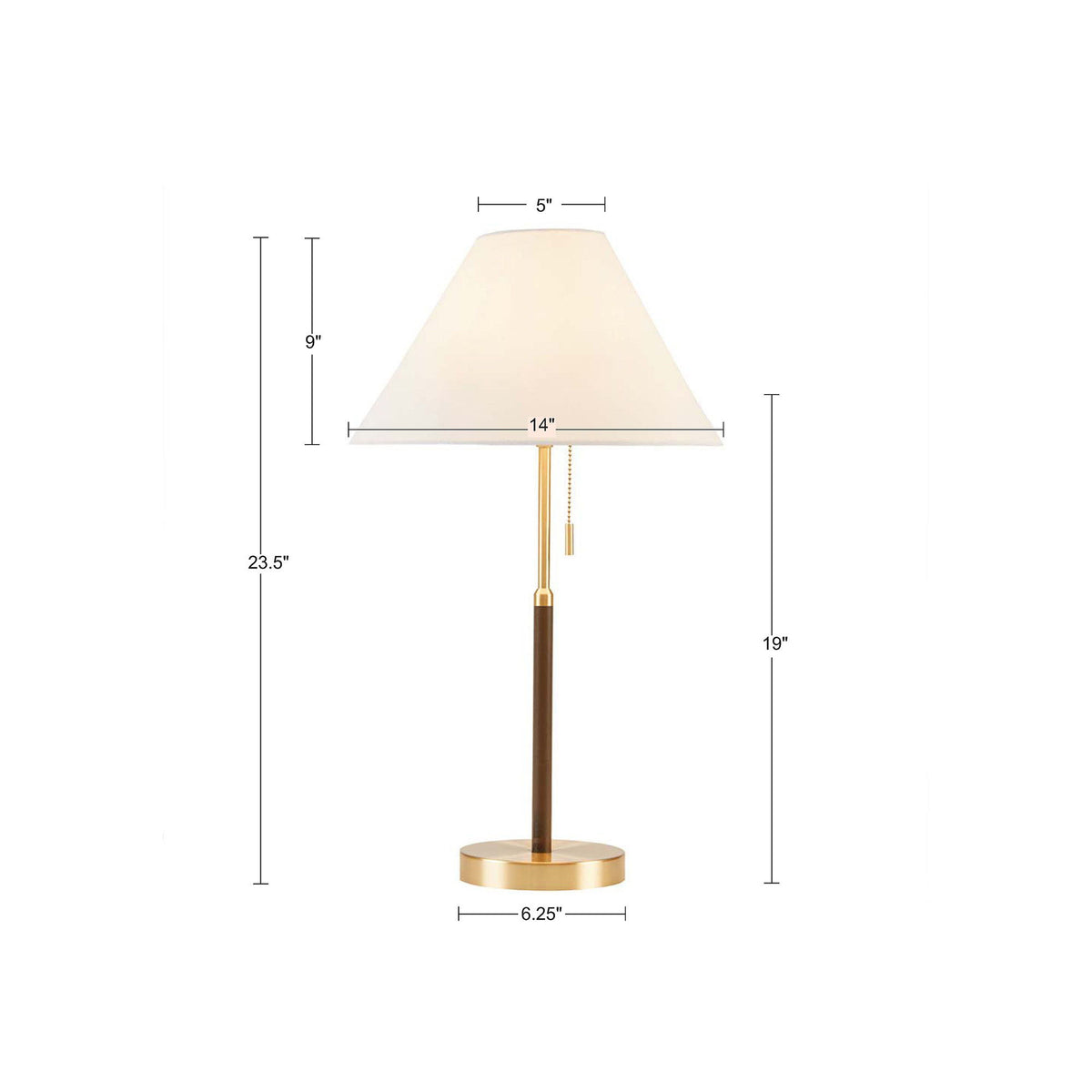 Bromley - Two Tone Pull-Chain Table Lamp - Gold / Brown