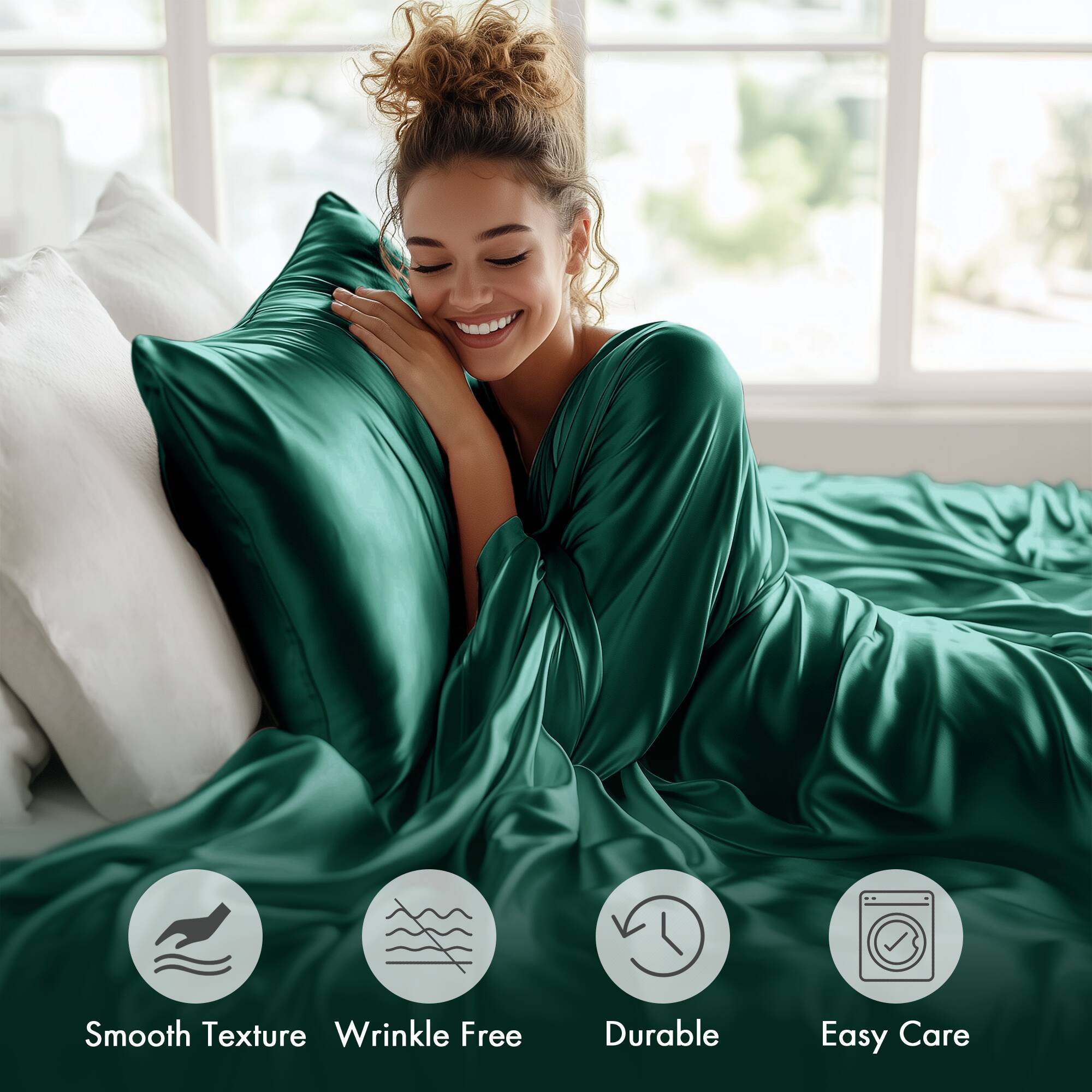 Satin - 6 Piece California King Luxury Sheet Set - Emerald