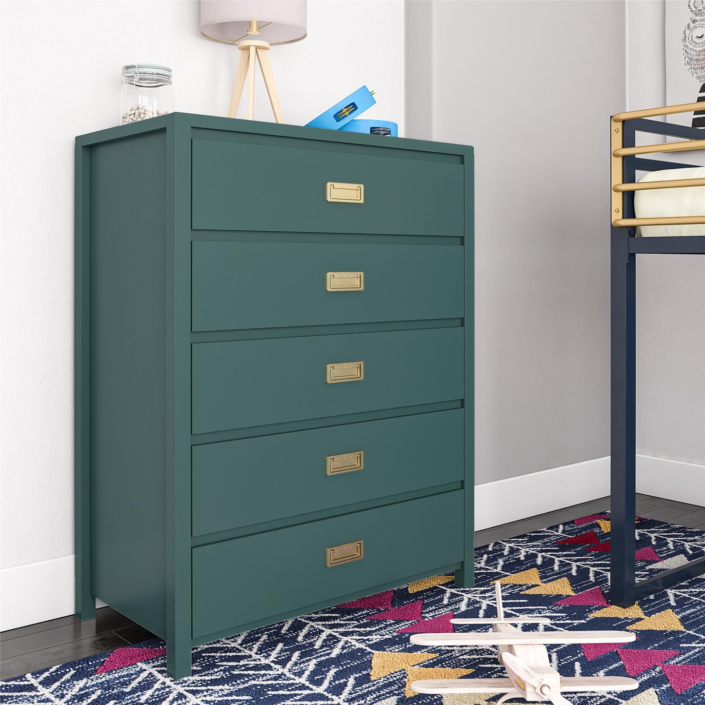 Haven - 5 Drawer Dresser - Dark Green