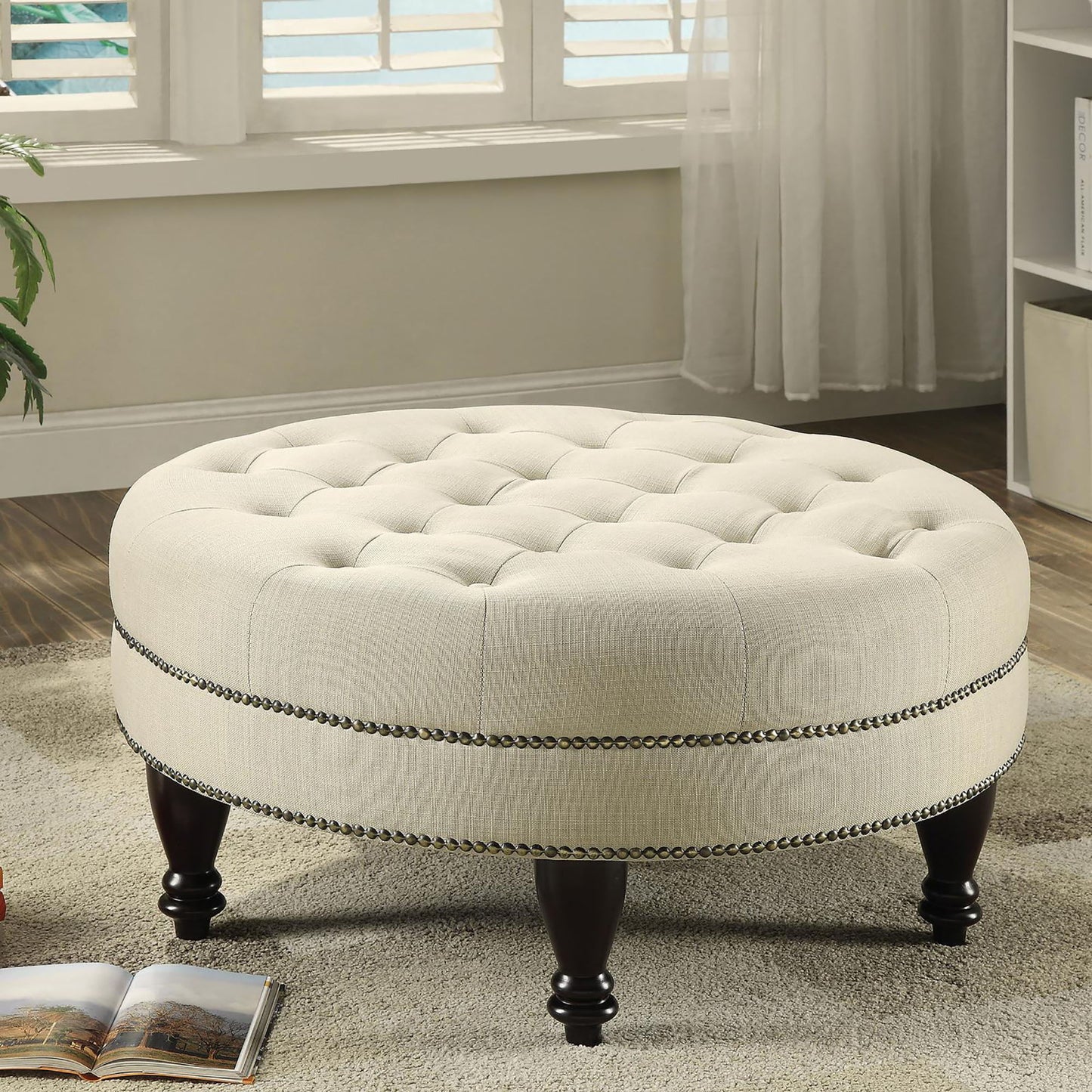 Oatmeal Cocktail Ottoman - Beige