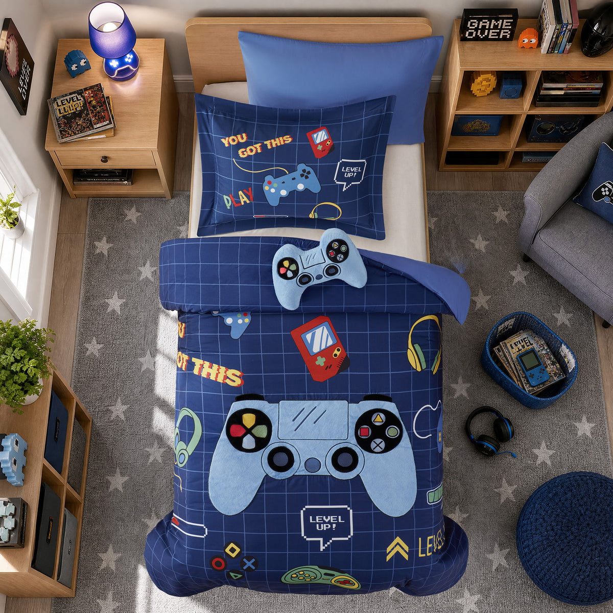 Game - Twin Comforter Set - Navy