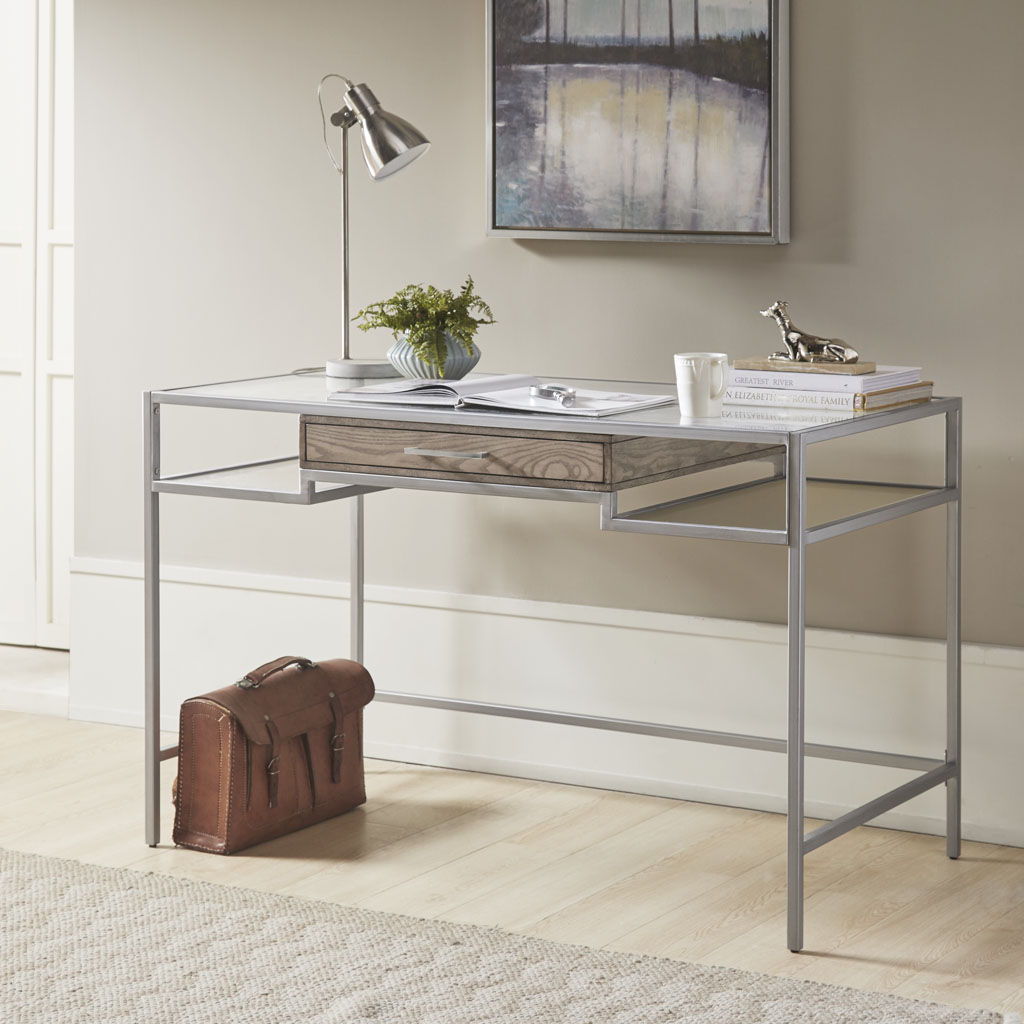 Adela - Writing Desk - Antique Silver