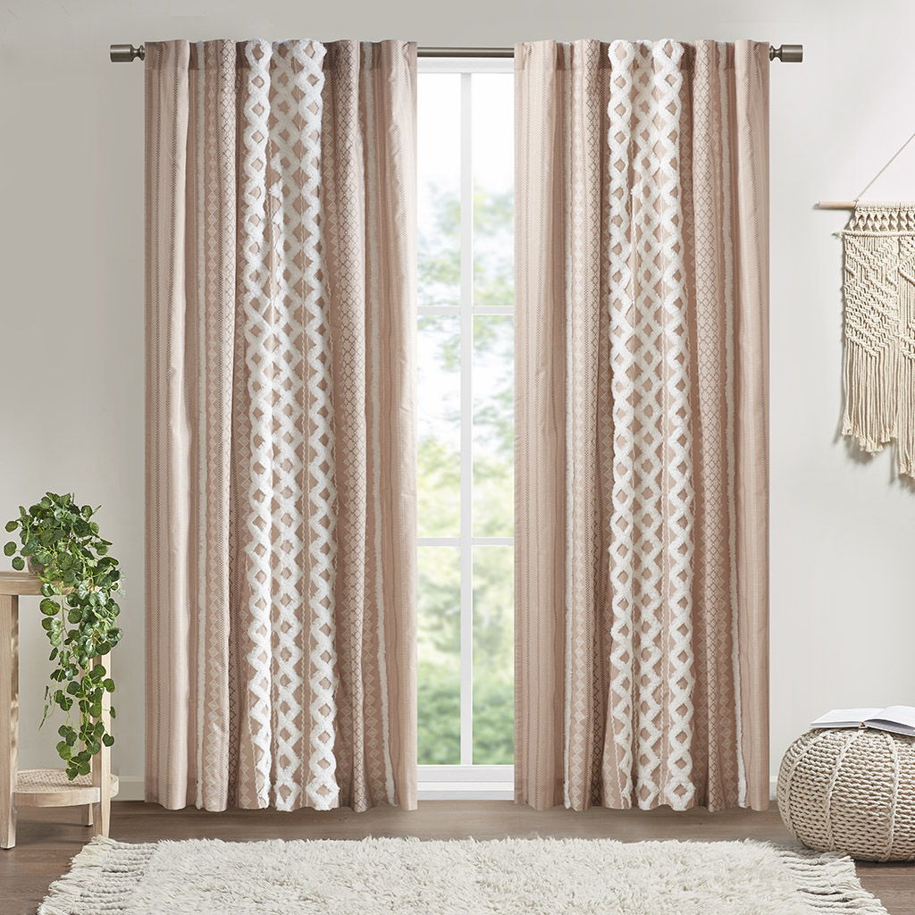 Imani - Printed Window Panel With Stripe And Lining - Blush