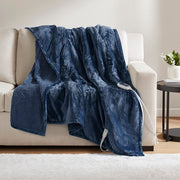 Heated Microlight to Berber - 60"W x 70"L Throw - Indigo