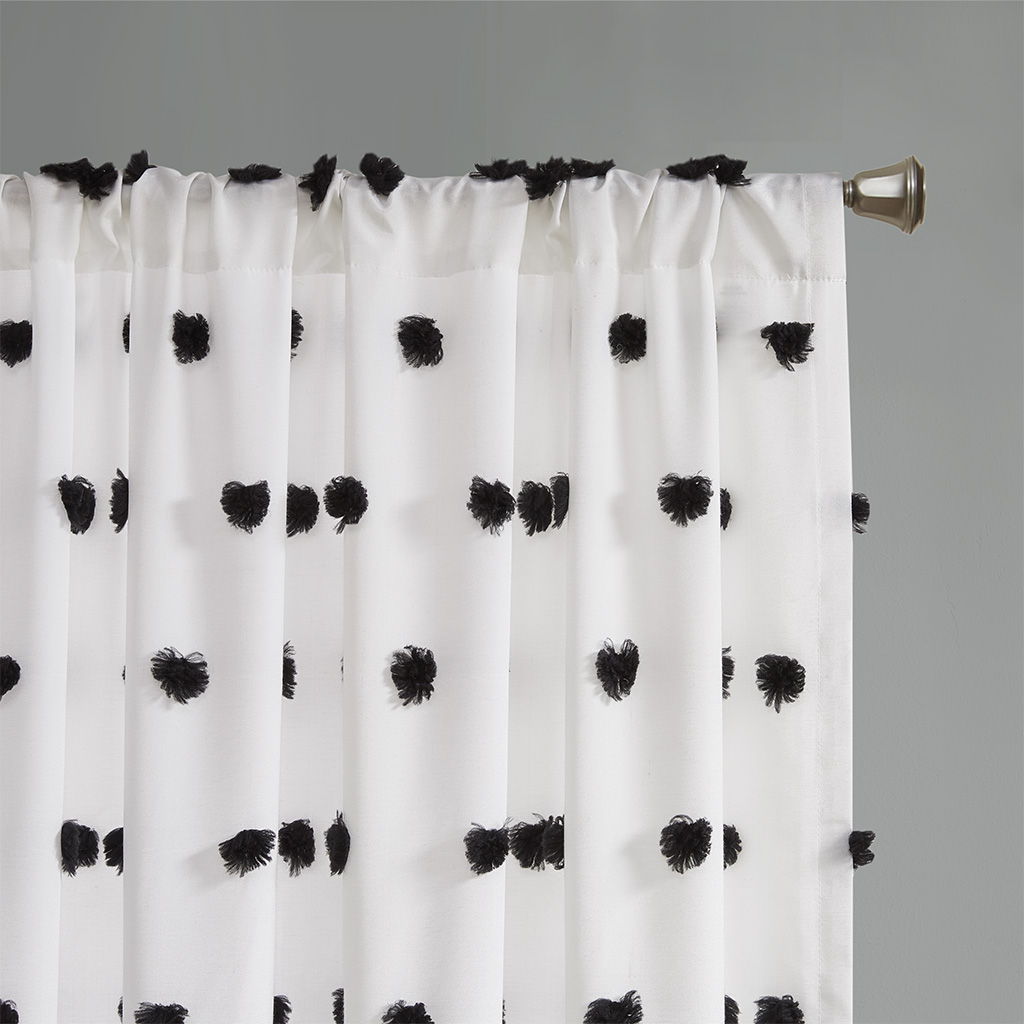 Sophie - 63" Pom Pom Embellished Window Panel - Black