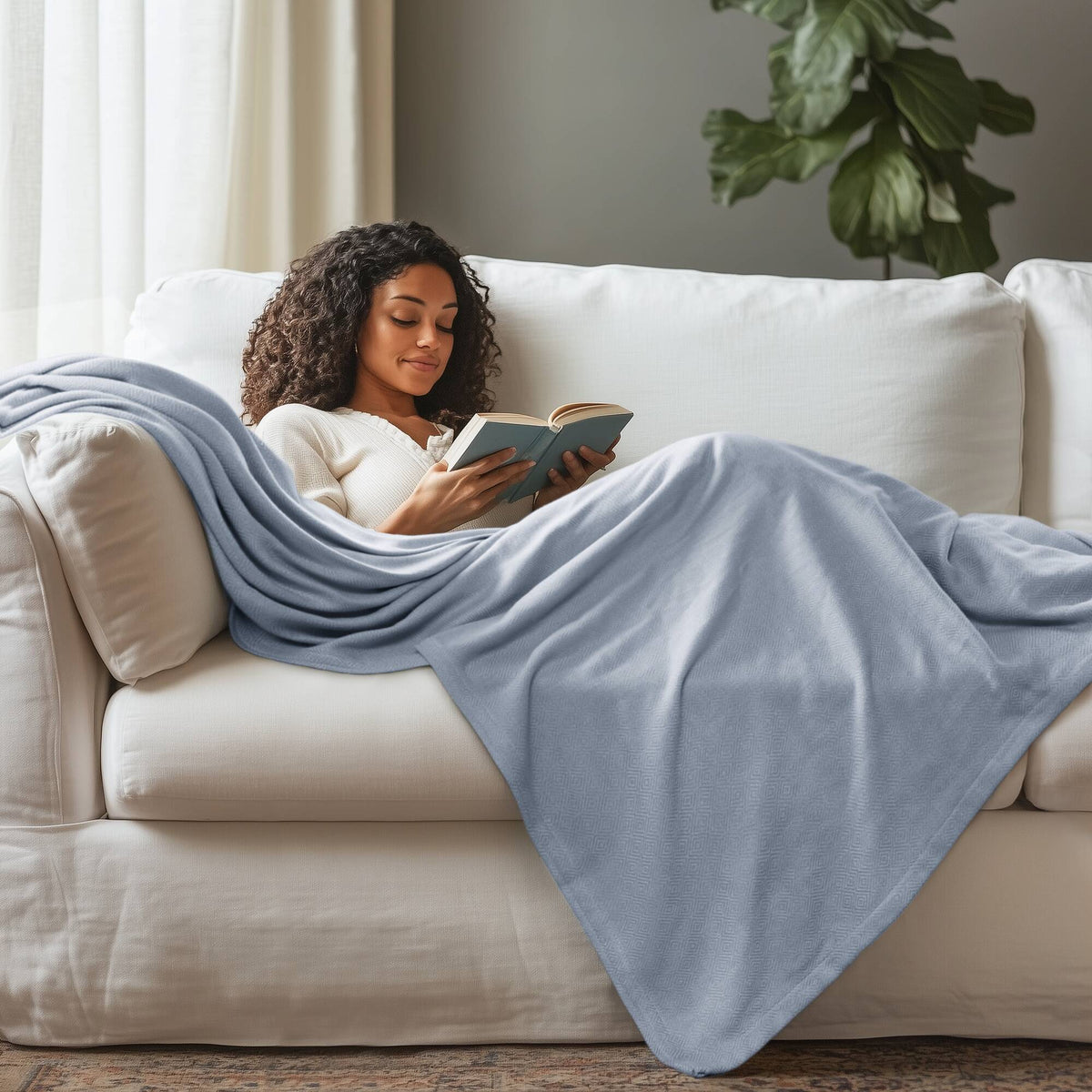 Bamboo Cotton - Full/Queen Rayon From Blanket - Light Blue