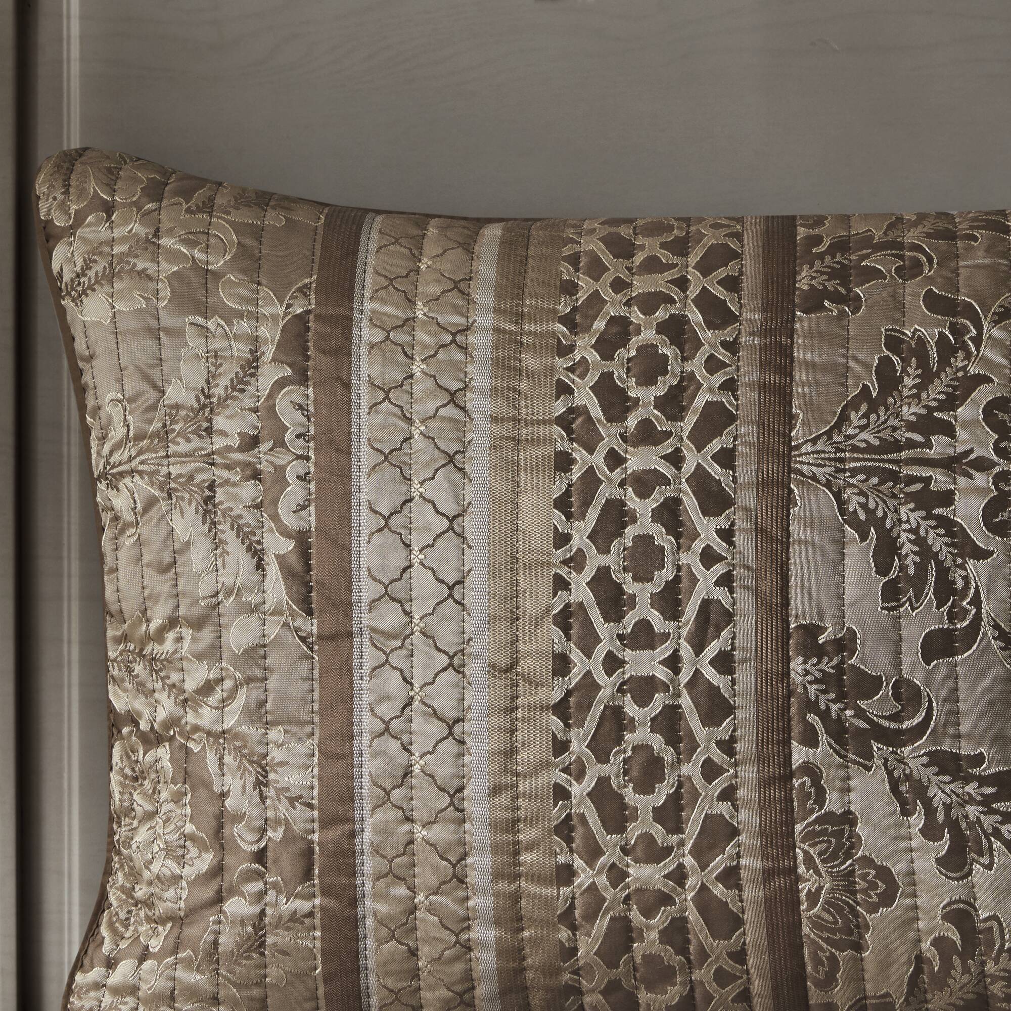 Bellagio - King 6 Piece Reversible Coverlet Set - Brown / Gold