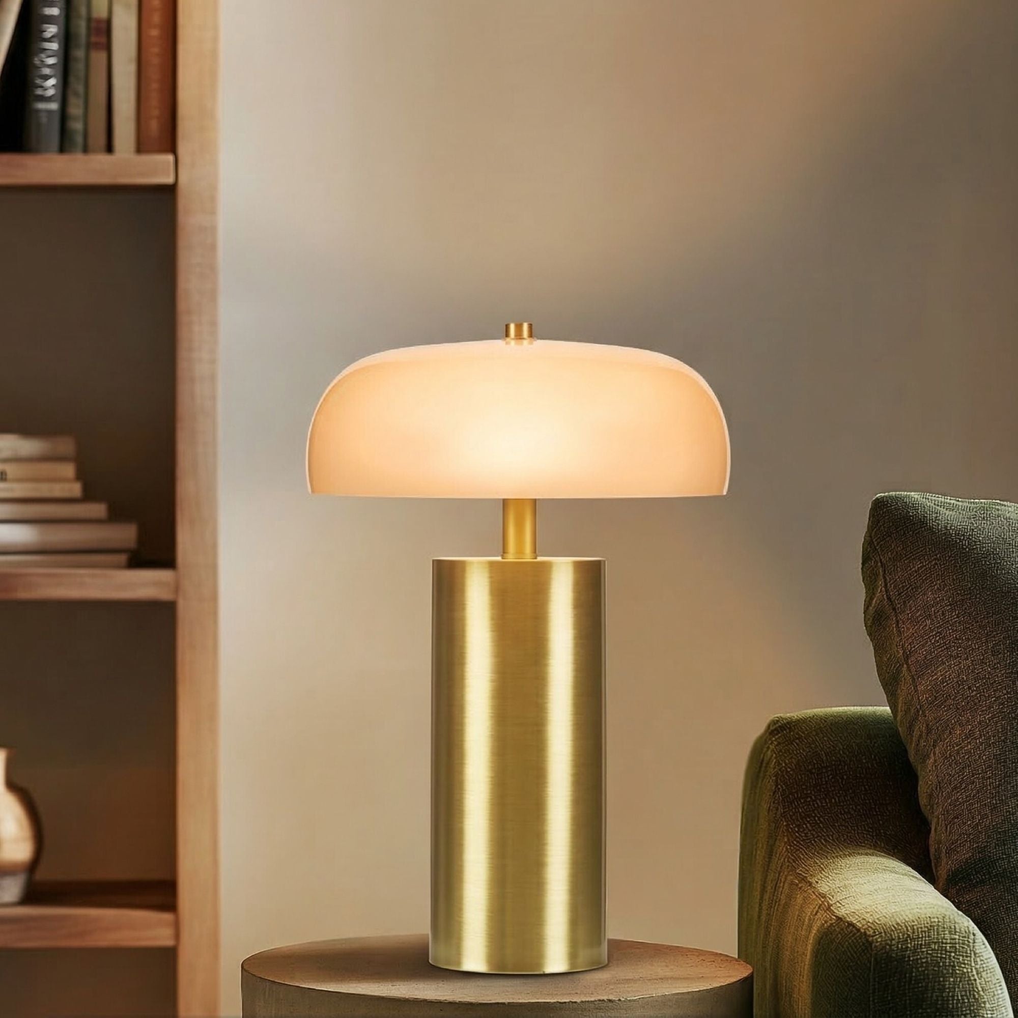 Nilo - Table Lamp With Opaque Glass Shade - Gold