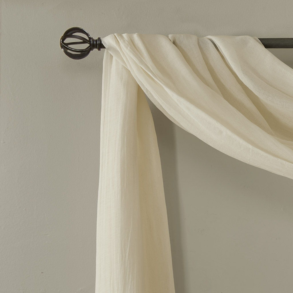 Harper - 144" Solid Crushed Scarf Sheer - Cream
