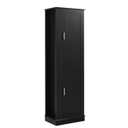 Tall Freestanding Bathroom Storage Cabinet With Adjustable Shelves And Side Hooks