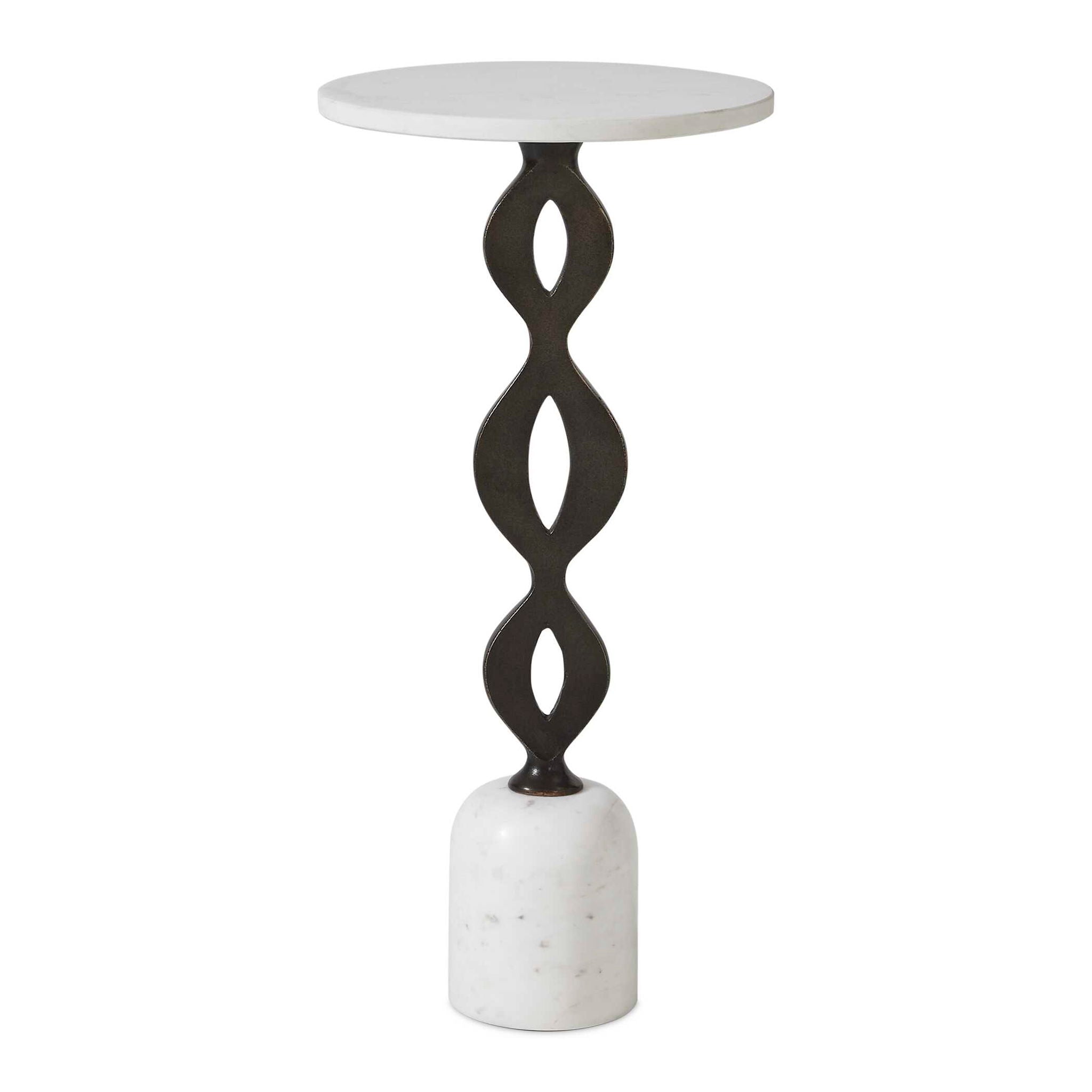 Ila - Round Drink Table - Bronze / White