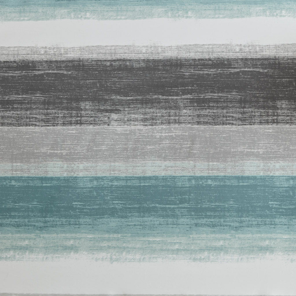 Saben - Stripe Print Shower Curtain - Aqua / Gray