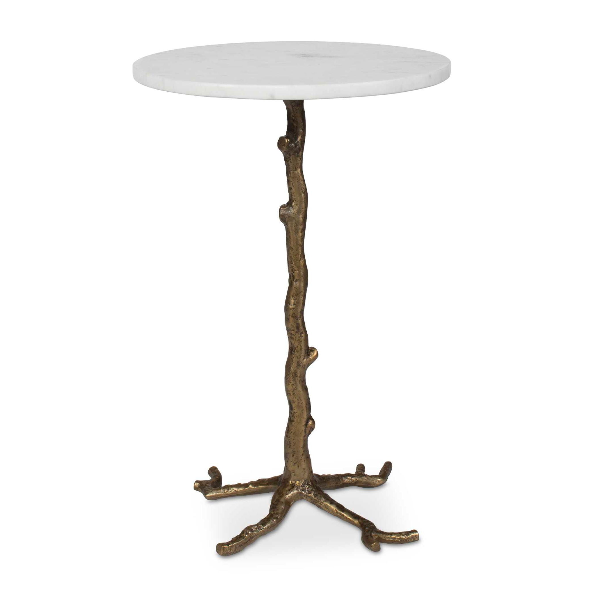 Calais - Marble Accent Table - Brass / White