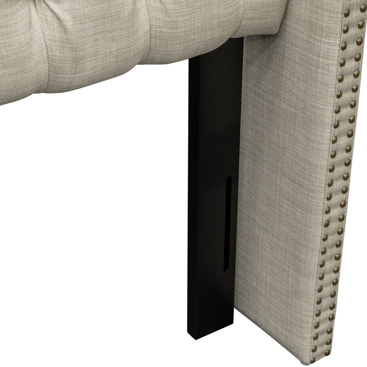 Amelia - Upholstered Wingback Headboard With Button Tufting & Nailhead Trim Woven - Beige