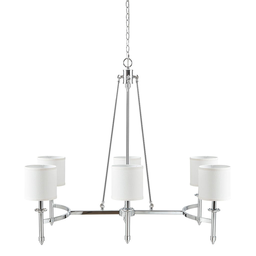 Elegenza - 6-Light Chandelier With Fabric Drum Shades - Chrome