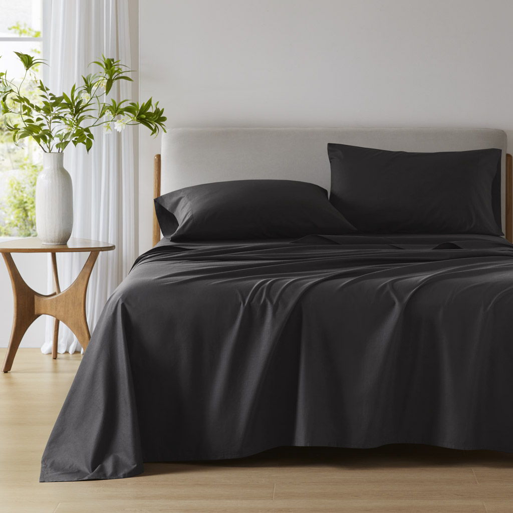 Cotton 144TC - Full Solid Sheet Set - Black