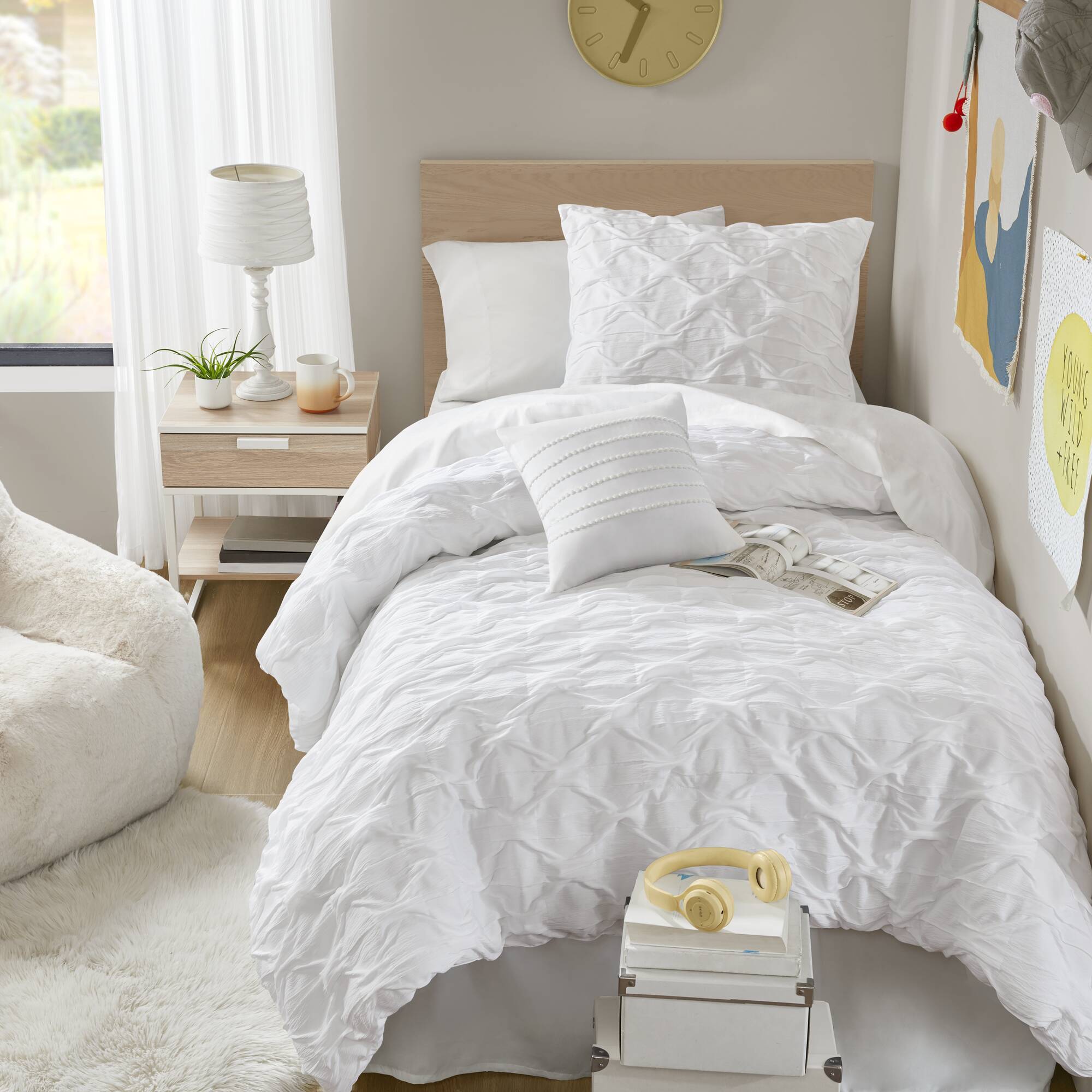 Bailey - Full/Queen Diamond Pucker Comforter Set - White