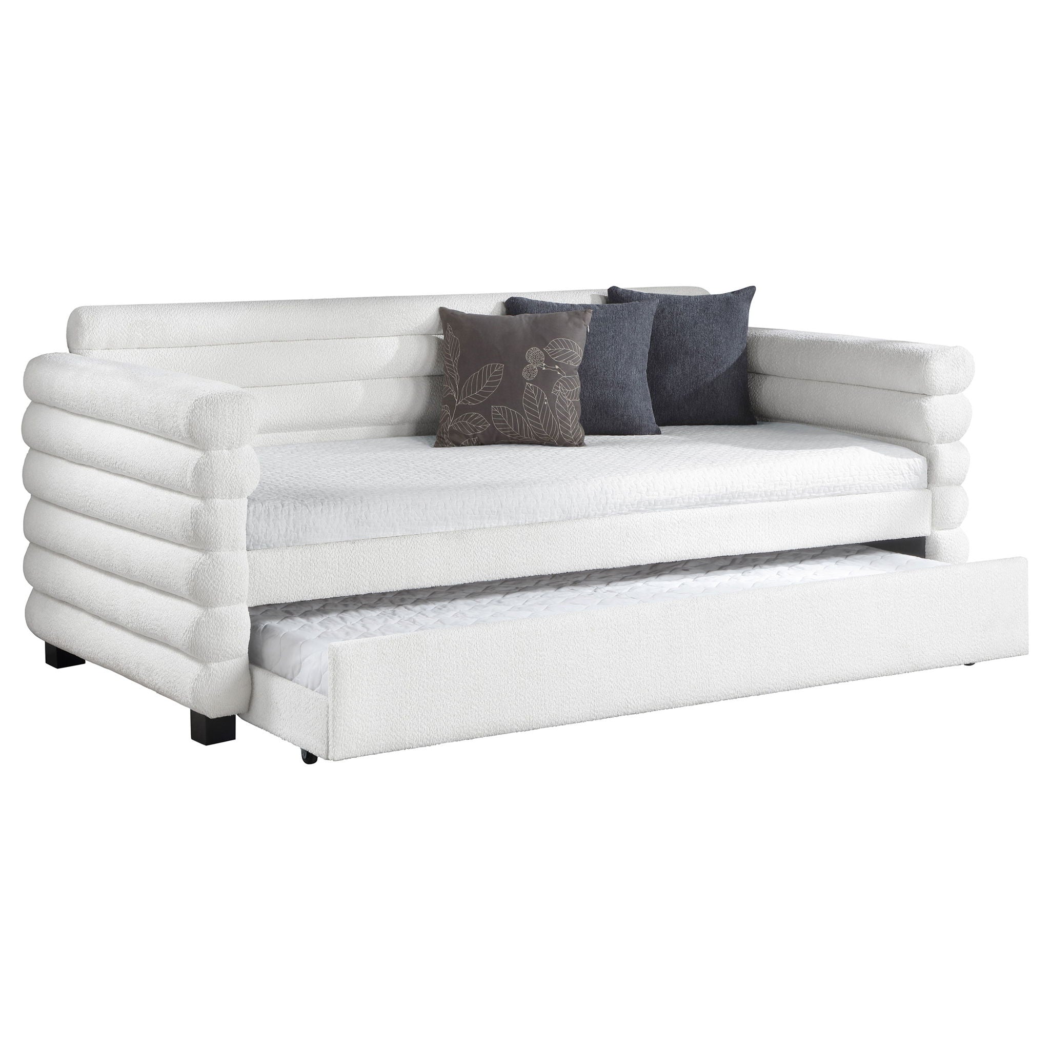 Fandango - Upholstered Twin Day Bed With Trundle - White