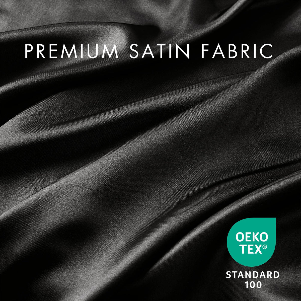 Satin - California King Wrinkle Free Luxurious 6 Piece Sheet Set - Black