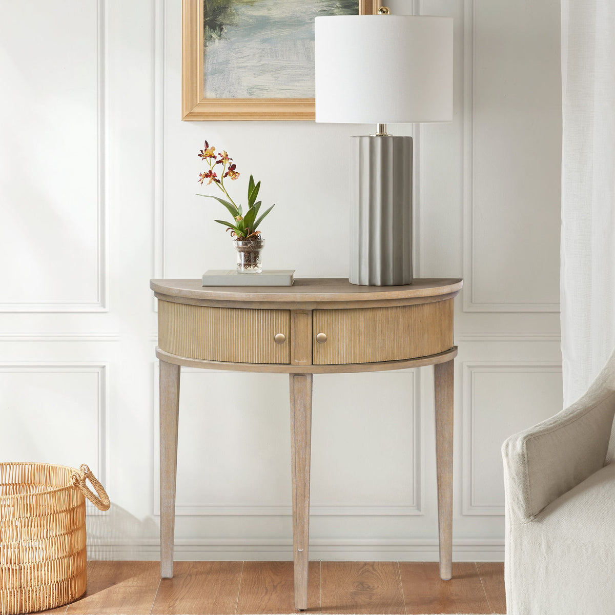 Crestview - Vintage Storage Console Table - Reclaimed Wheat