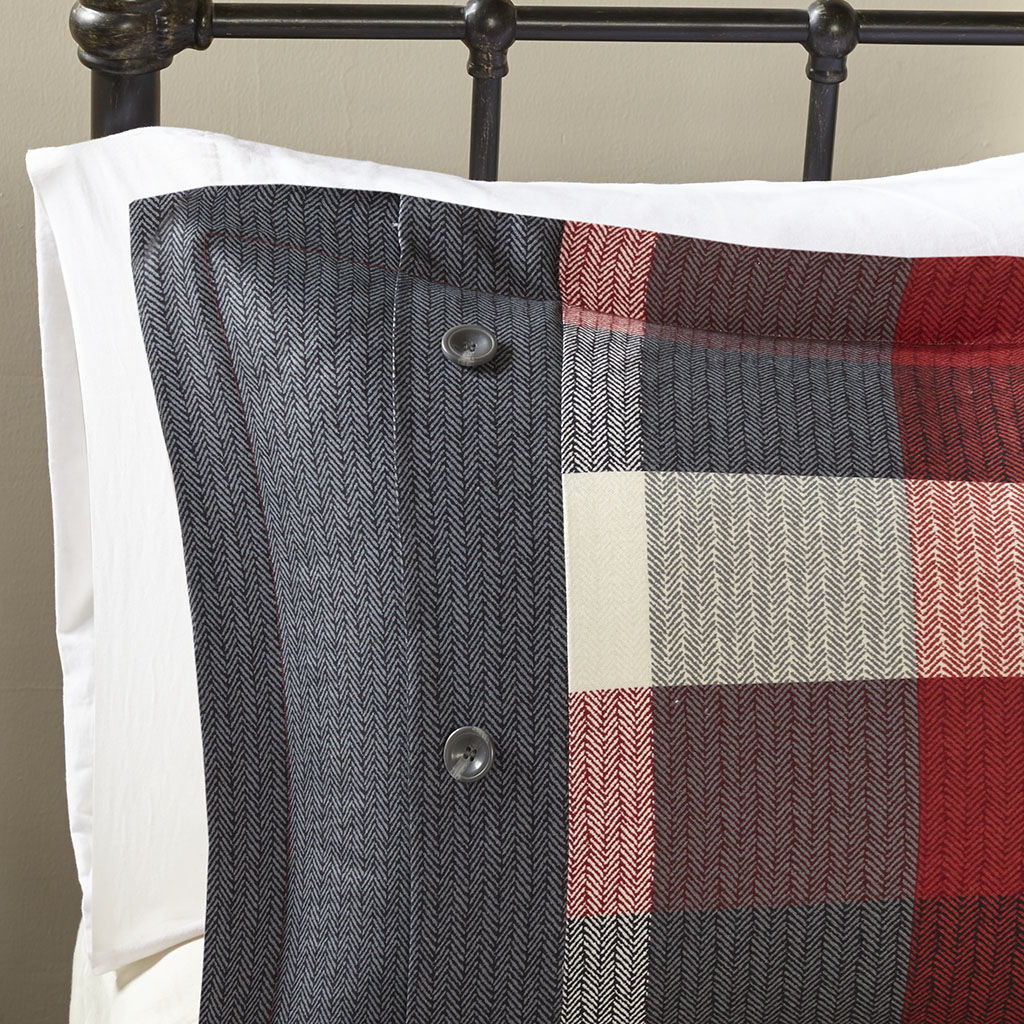 Ridge - 6 Piece Herringbone Duvet Cover Set - Red