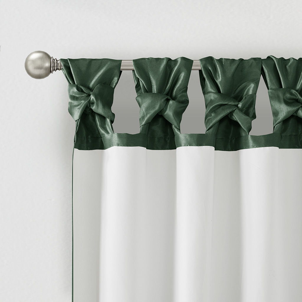 Emilia - Twist Tab Lined Window Curtain Panel - Green