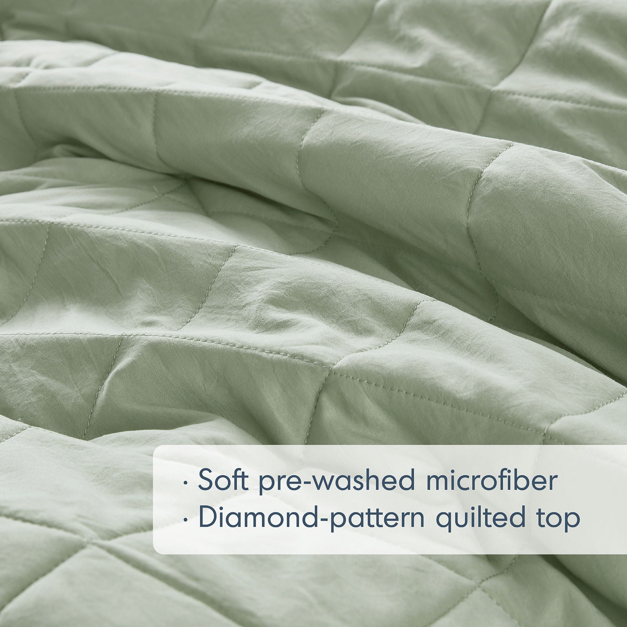 Phoebe - King/California King Diamond Quilted Ruffle Edge Comforter Set - Sage