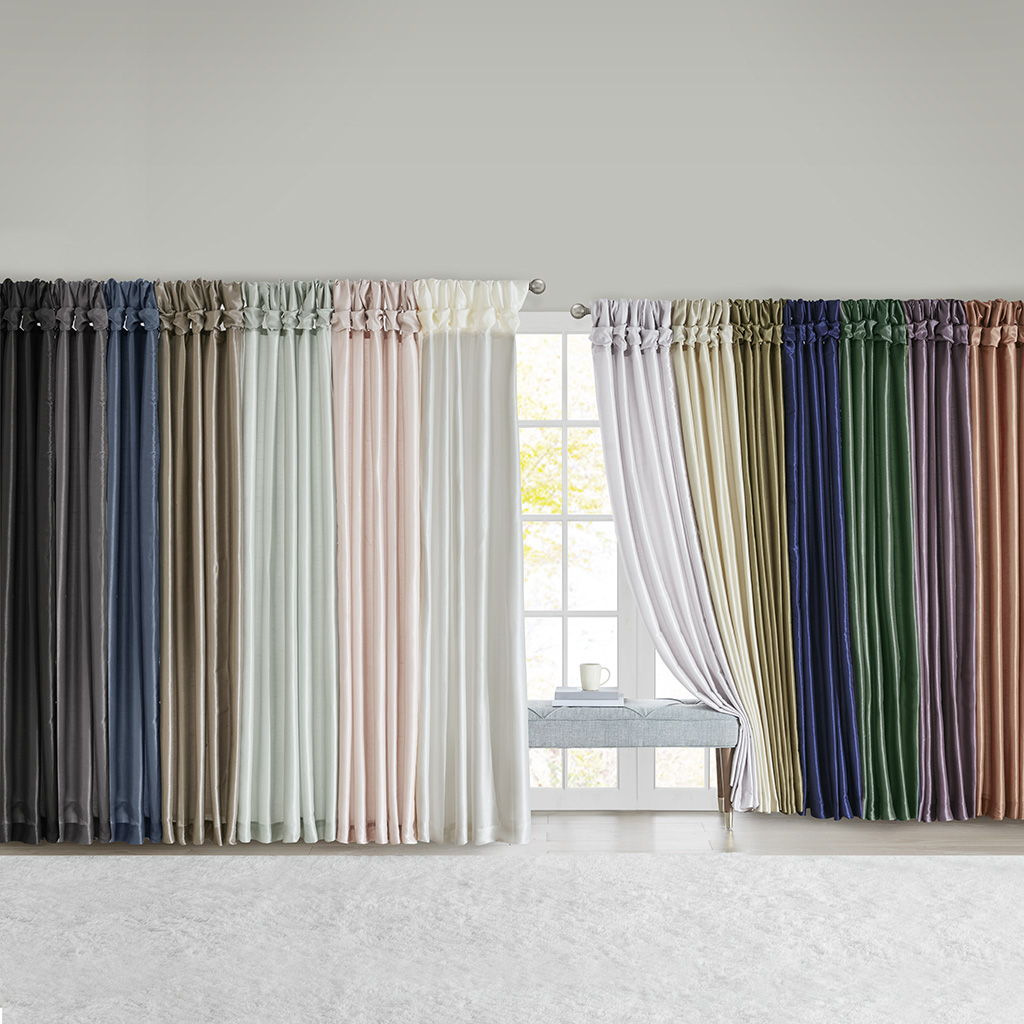 Emilia - 84" Twist Tab Lined Window Curtain - Champagne