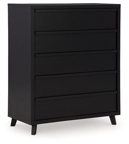Danziar - Five Drawer Wide Chest - Black