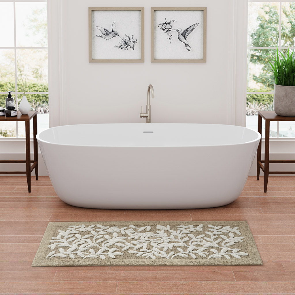 Serene - 24" x 60" Cotton Tufted Bath Rug - Taupe