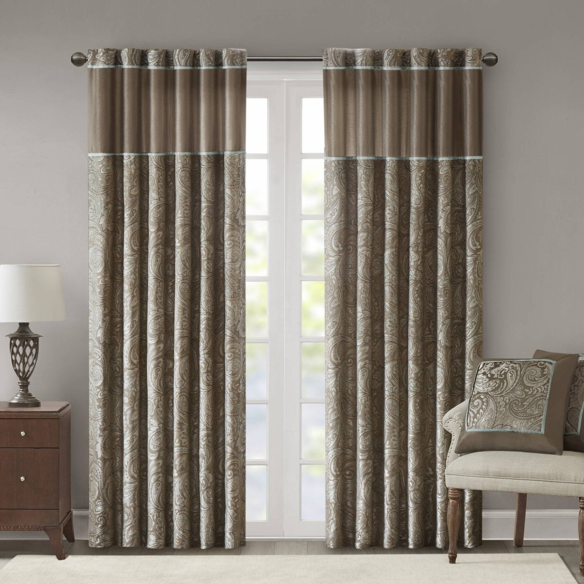 Aubrey - 108" Panel Pair - Blue / Brown