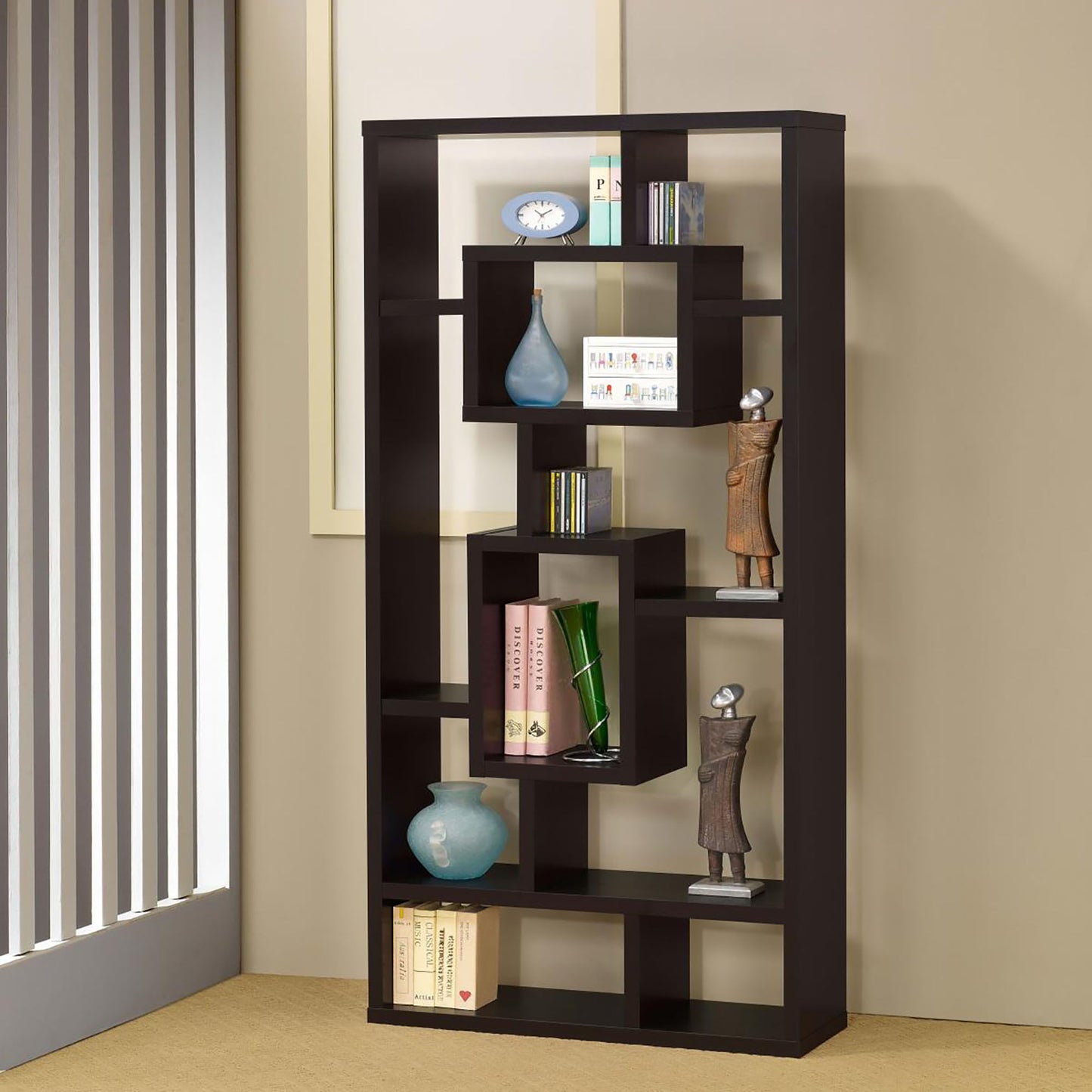 10 Shelf Open Back Bookcase - Brown