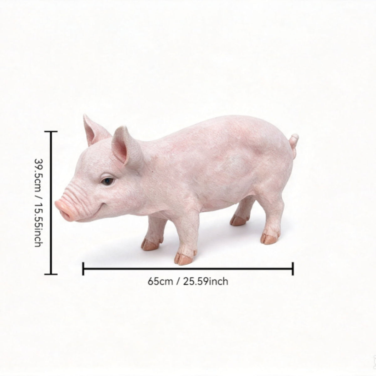 Cute Pig Garden Statue, Farm Pig Figurine Lawn Ornament, Weatherproof Outdoor Sculpture Decor - Baby Pink