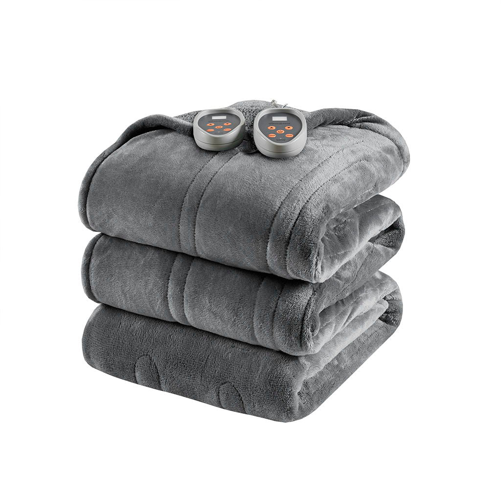 Heated Microlight to Berber - Blanket - Gray