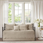 Tuscany - 6 Piece Scalloped Edge Daybed Cover Set - Khaki